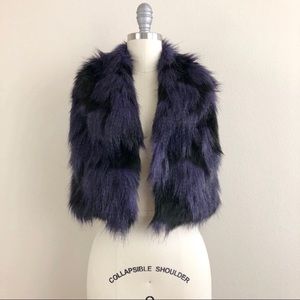 Riflessi Faux Fur Black Purple Cropped Vest